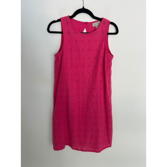 Charlie Paige Dresses & Skirts - Charlie Paige Hot Pink Cotton Eyelet Sleeveless Shift Dress Womens Small